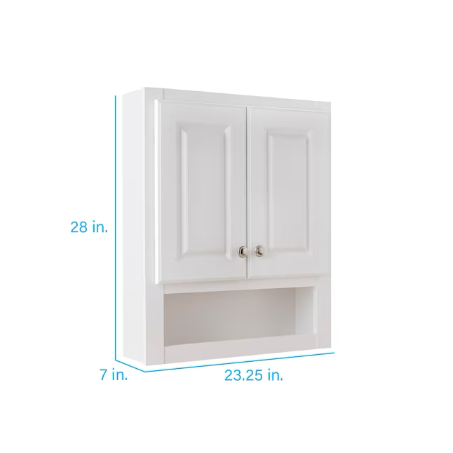 Project Source Gabinete de pared para baño blanco de 23,25 x 28 x 7 pulgadas 
