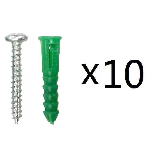 Project Source Anclajes de 30 lb de 1/4 x 1-1/2 pulgadas con tornillos incluidos (paquete de 10)
