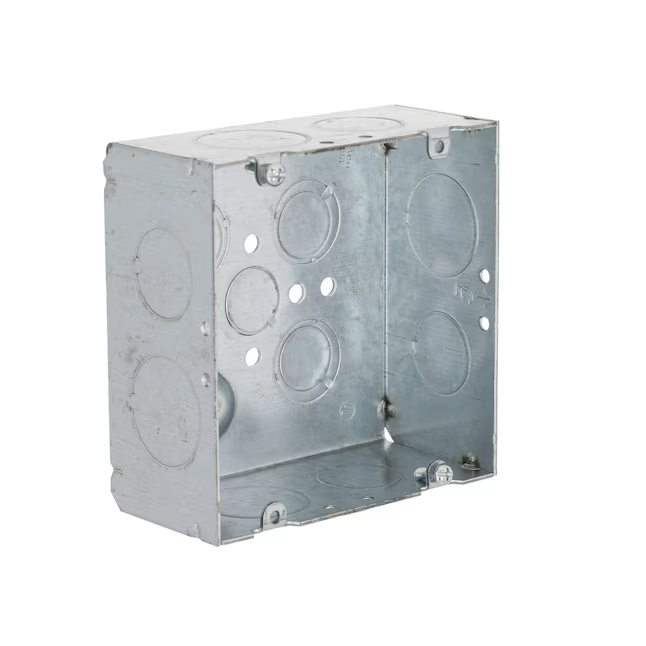 Caja eléctrica cuadrada para obra nueva de acero galvanizado de dos módulos Hubbell RACO