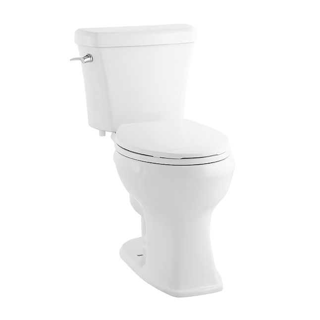 Project Source Danville White Elongated Chair Height 2-piece WaterSense Toilet 10-in Rough-In 1.28-GPF