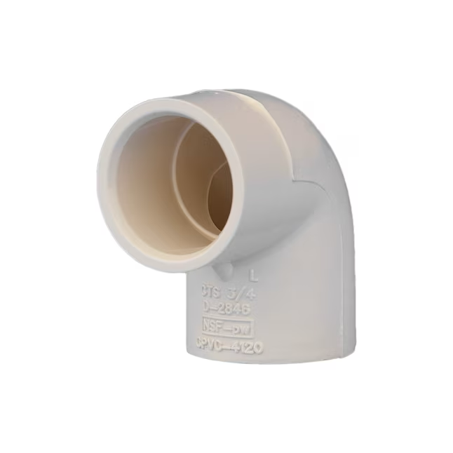 Codo reductor de CPVC de 90 grados de 3/4 pulg. x 1/2 pulg. Charlotte Pipe