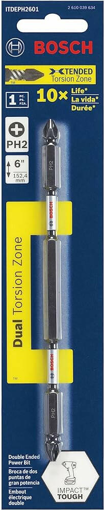 Bosch Impact Tough 6 Zoll. Doppelseitiger Phillips-Bit Nr. 2