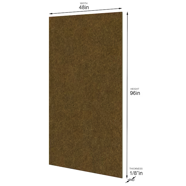 Panel de pared de tablero duro marrón liso de 48 x 96 pulgadas
