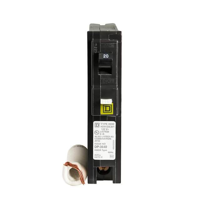 Square D Homeline 20 Ampere 1-poliger Kombinations-Lichtbogenfehler-Leistungsschalter