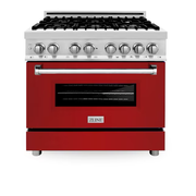 ZLINE Professional 36-in Deep Recessed 6 Burners Convection Oven Freestanding Dual Fuel Range (Stainless Steel)