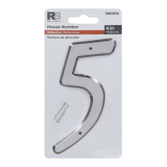 RELIABILT 4-in Reflective Silver Number