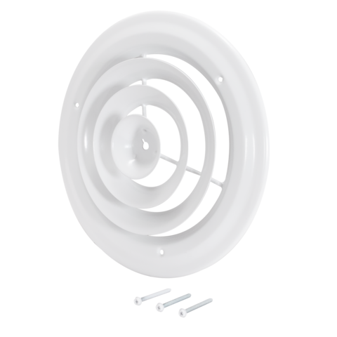 Eastman 8 Zoll (Kanalgröße) Runder Wand-/Deckendiffusor aus Stahl, Weiß