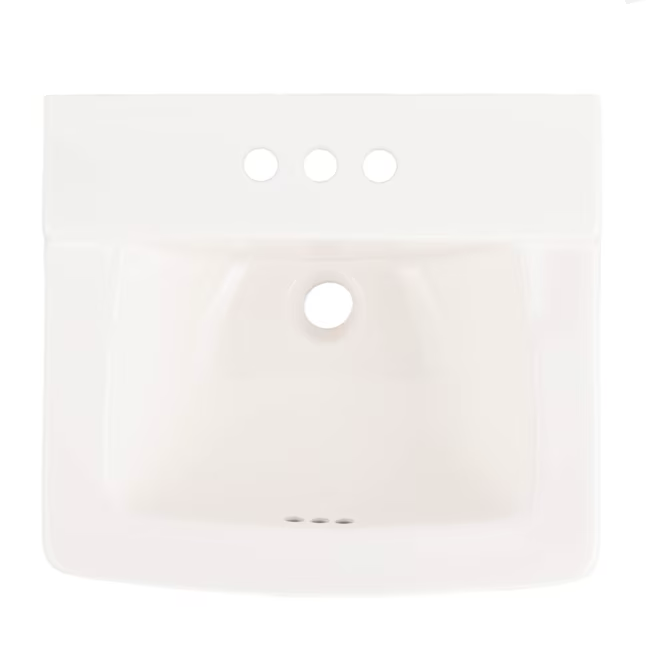 Project Source Lavabo de baño tradicional cuadrado blanco para montaje en pared (19,09 x 17,32 pulgadas)