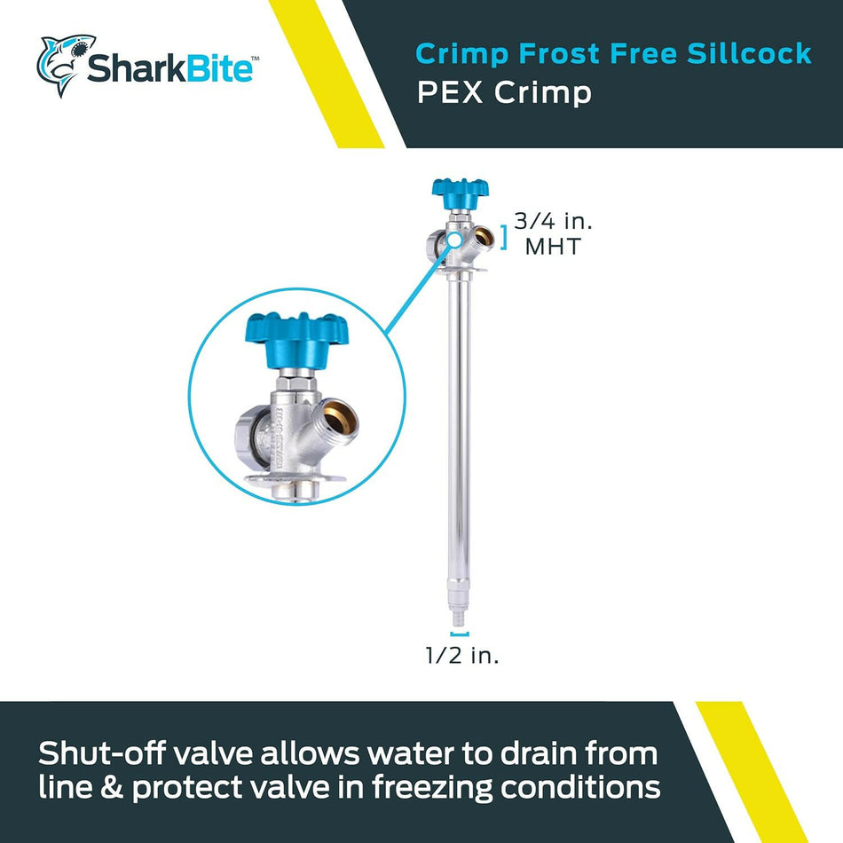 SharkBite 1/2 pulg. x 3/4 pulg. Grifo de latón MHT sin escarcha (12 pulg. De largo)