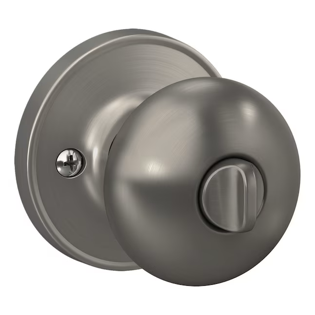 Home Front by Schlage Marwood - Perilla para puerta de privacidad para interior de cama/baño, níquel satinado, paquete múltiple (paquete de 4)