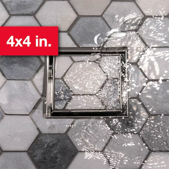 Oatey Vivante 4-in Stainless Steel Square Shower Drain with Tile-In Cover