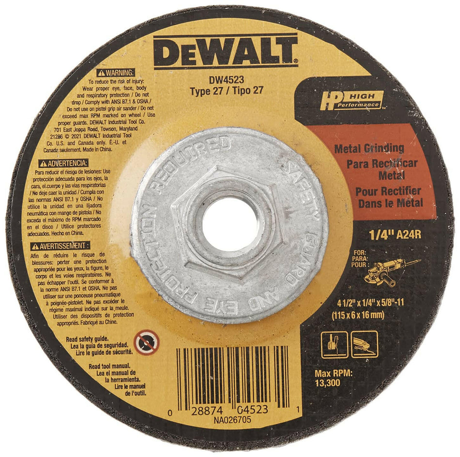 Muela abrasiva DeWalt de 4,5" de uso general (DW4523) 