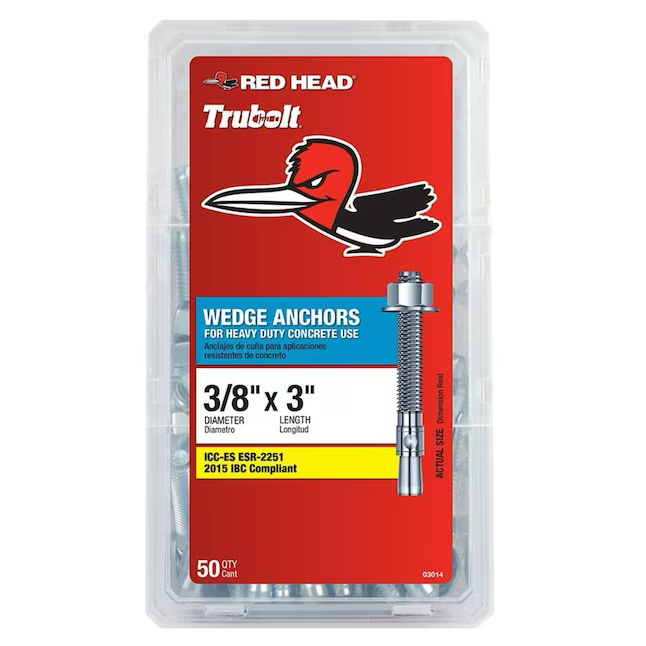 Anclajes de cuña para hormigón Red Head de 3/8 x 3 pulgadas (paquete de 50)