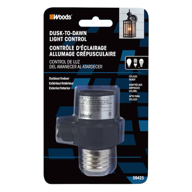 Woods Black Screw-in Light sensor