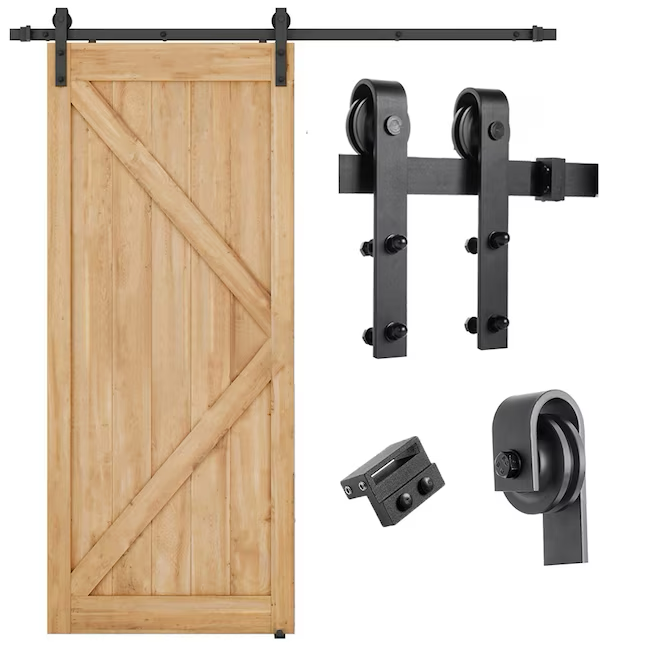 RELIABILT Kit de herrajes para puerta de granero con correa en J para interior de bronce aceitado de 72 pulgadas