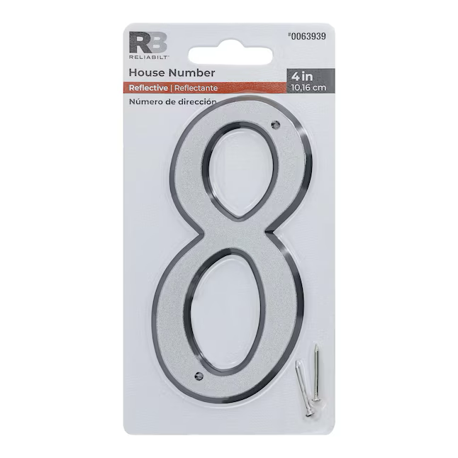 RELIABILT 4-in Reflective Silver Number