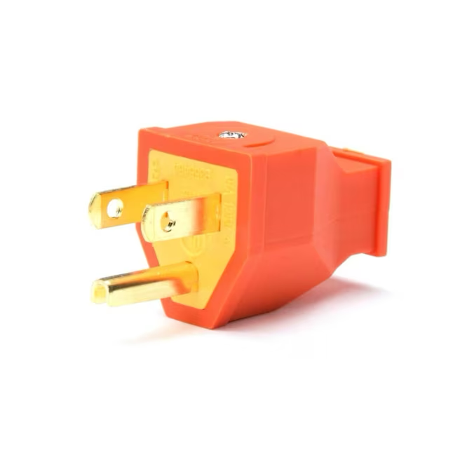 Project Source 15 Ampere 125 Volt NEMA 5-15p 3-adriger Erdungsstecker für allgemeine Anwendungen, gerader Stecker, orange