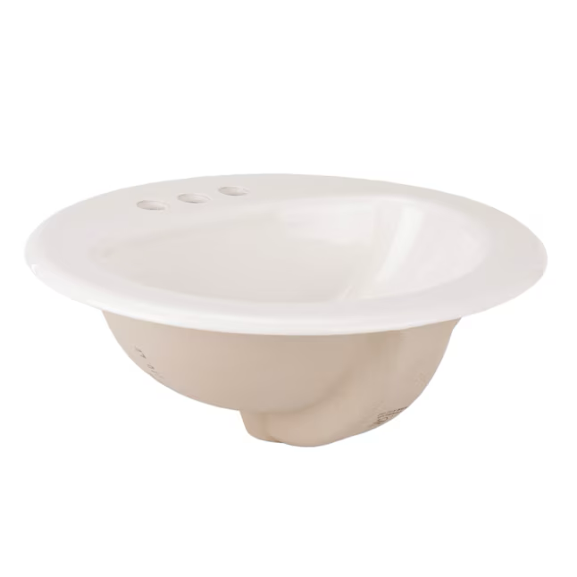 Project Source Huxley Vitreous China 20.0-in Drop-in Oval Traditional White Bathroom Sink
