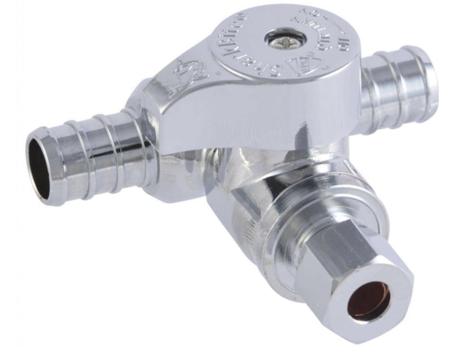 SharkBite 1/2 in. x 1/2 in. x 1/4 in. Brass Crimp Tee Stop