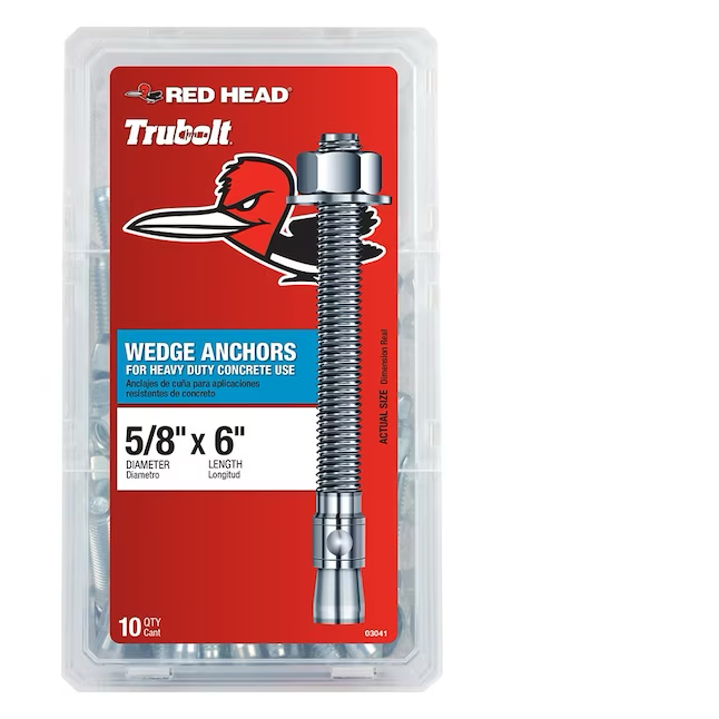 Anclajes de cuña para hormigón Red Head de 5/8 x 6 pulgadas (paquete de 10)