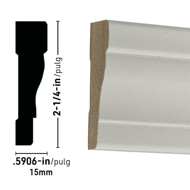 RELIABILT Carcasa de MDF 356 pintada de 9/16 x 2-1/4 x 7 pies