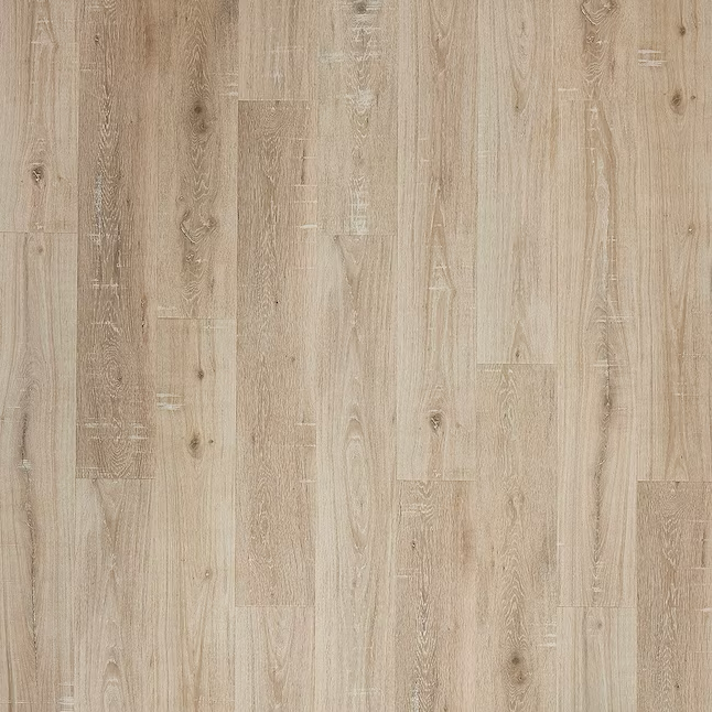 STAINMASTER PetProtect Roble Amberley 12 mm de alto x 7-1/2 pulgadas de ancho x 47-1/4 pulgadas de largo Piso laminado de tablones de madera impermeable