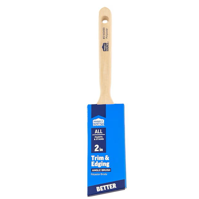 Project Source Better All Paints and Stains Pincel de pintura angular de poliéster reutilizable de 2 pulgadas (pincel recortador)