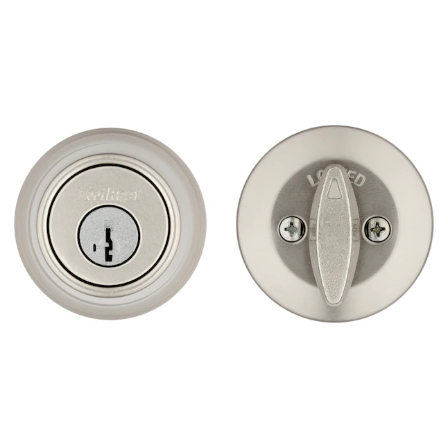 Cerrojo de cilindro único de níquel satinado Kwikset Serie 660 con llave inteligente