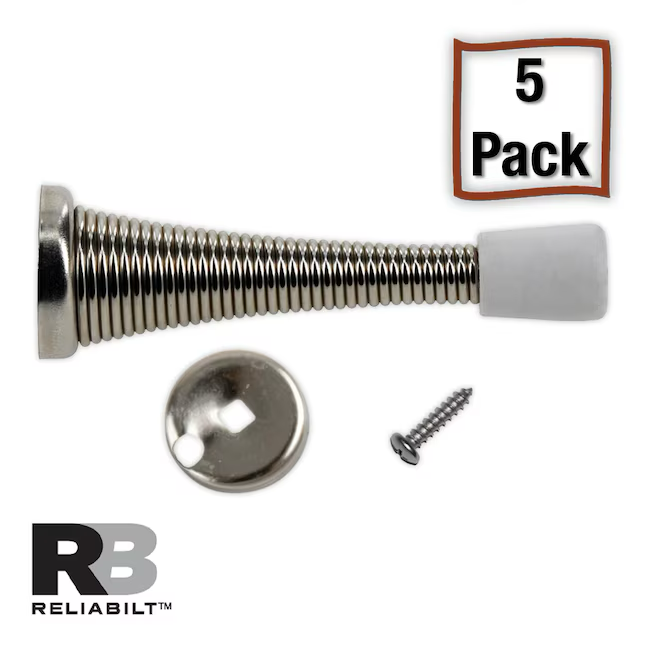 RELIABILT Tope de puerta con resorte de níquel satinado de 3 pulgadas (paquete de 5)