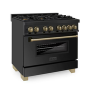 ZLINE  Professional 36-in Deep Recessed 6 Burners Convection Oven Freestanding Dual Fuel Range