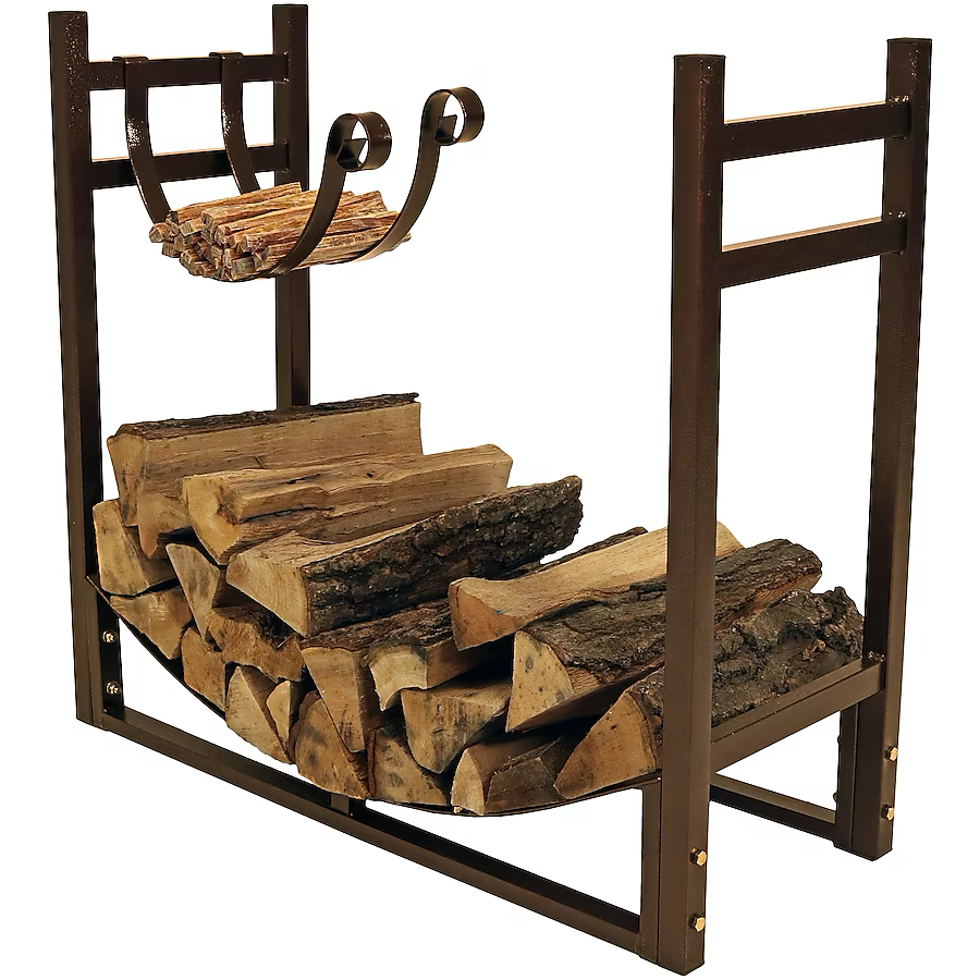 Estante para leña de acero Sunnydaze Decor de 30 x 33 x 13 pulgadas, capacidad para tres cuartos de cuerda