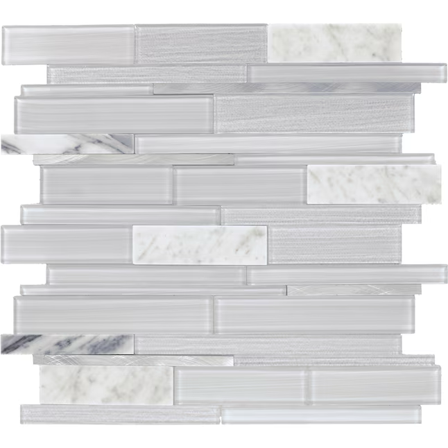 Daltile Smart Stick Silver Pearl 12-in x 13-in Multi-finish PVC Stone look Peel and stick Mosaic Wall Tile ( 1-sq ft / Piece )