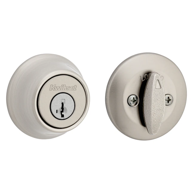 Cerrojo de cilindro único de níquel satinado Kwikset Serie 660 con llave inteligente