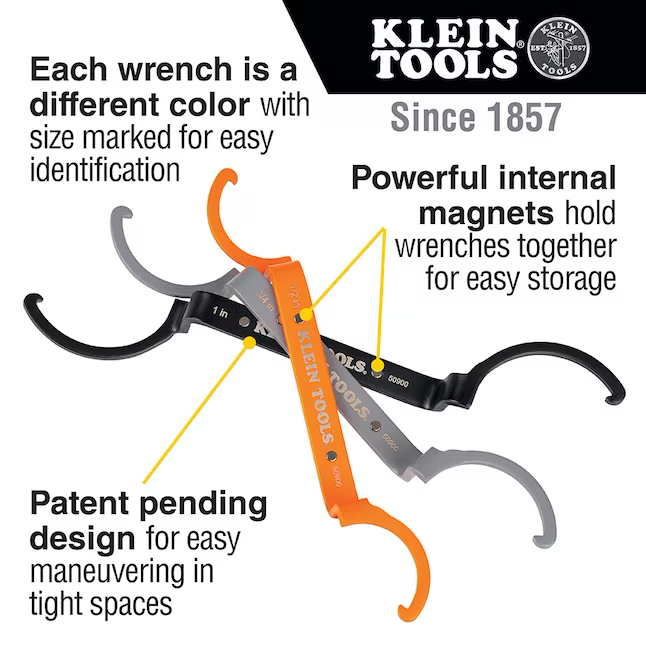 Klein Tools Kontermutterschlüssel 1/2", 3/4" und 1" Kontermutterschlüssel