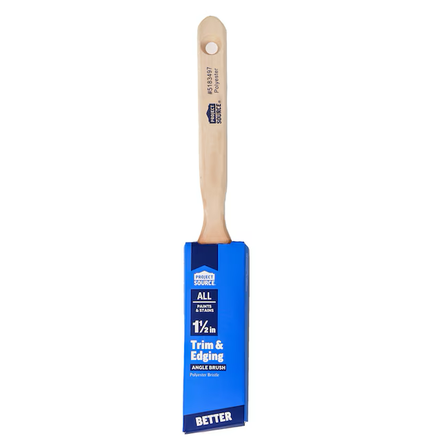 Project Source Better All Paints and Stains Brocha de pintura angular de poliéster reutilizable de 1-1/2 pulgadas (brocha para recortar)