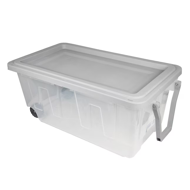 Project Source Bolsa con ruedas transparente y resistente, grande, de 40 galones (160 cuartos), con tapa a presión estándar