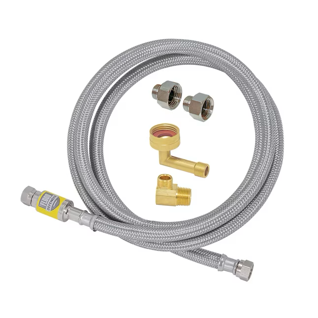 Conector para lavavajillas de acero inoxidable trenzado Eastman, entrada de compresión de 6 pies y 3/8 pulgadas x salida de compresión de 3/8 pulgadas
