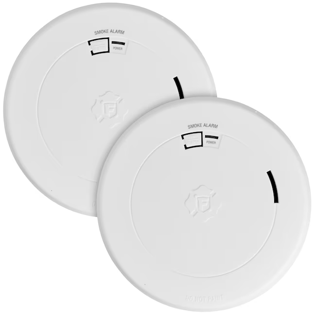 First Alert Batería de 10 años Paquete de 2 detectores de humo con sensor fotoeléctrico que funcionan con baterías 