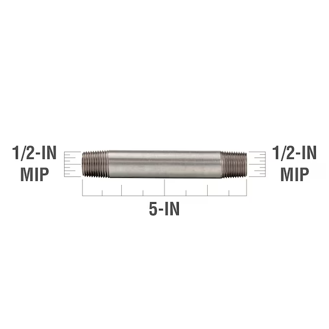 RELIABILT 1/2 Zoll x 5 Zoll verzinkter Nippel