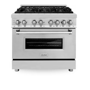 ZLINE Professional 36-in Deep Recessed 6 Burners Convection Oven Freestanding Dual Fuel Range (Stainless Steel)
