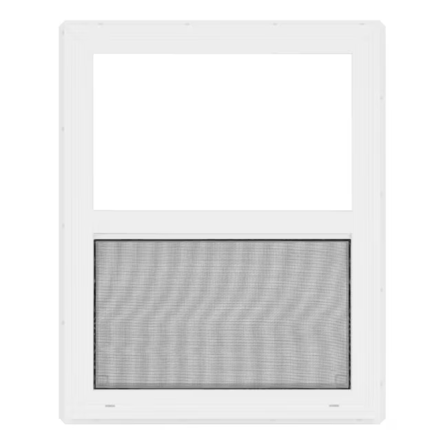 Project Source Serie 20000S Nueva construcción Jamba de 23-1/2 x 29-1/2 x 3 pulgadas Vinilo blanco Ventana de un solo acristalamiento Media pantalla incluida
