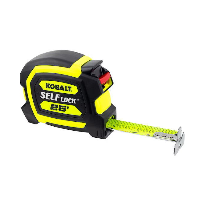 Kobalt Yellow Self Lock 25-ft Auto Lock Tape Measure