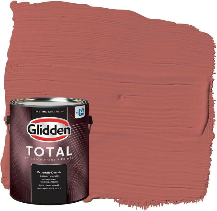 Pintura e imprimador para exteriores Glidden Total, semibrillante, rojo siena