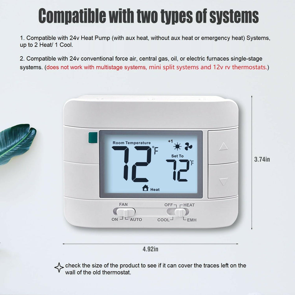 Aowel 2 Heat/ 1 Cool Non-Programmable Thermostat