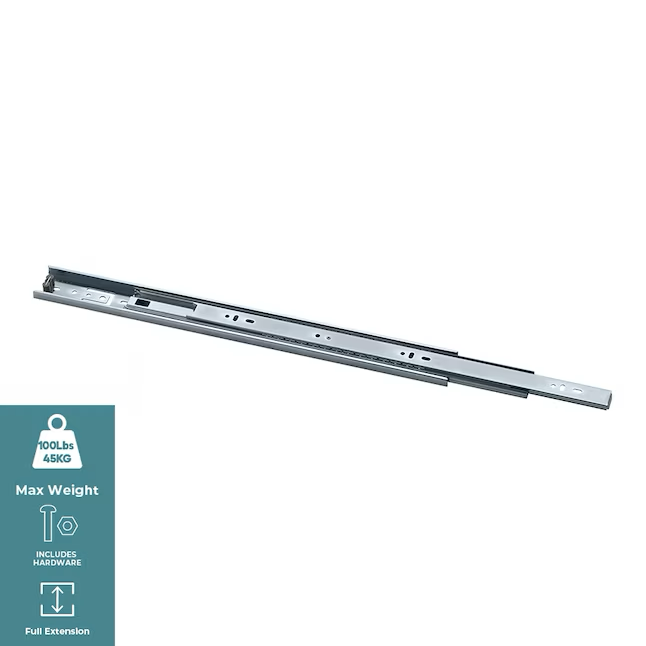 RELIABILT Guía deslizante para cajón de montaje lateral de 22 pulgadas, capacidad de carga de 100 lb (2 piezas)