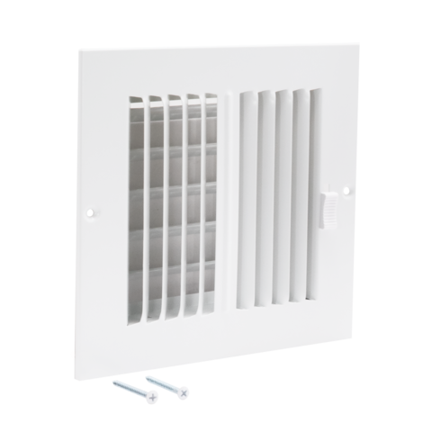 EZ-FLO 6 Zoll x 6 Zoll (Kanalgröße) 2-Wege-Wand-/Deckenregister aus Stahl, Weiß