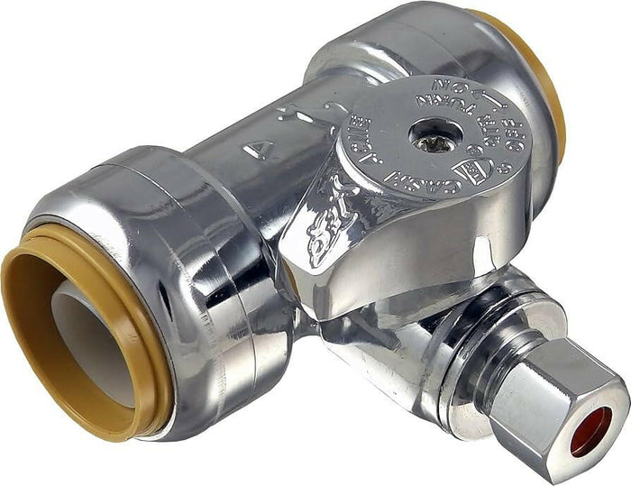 Suministro de compresión de latón de cuarto de vuelta SharkBite de 1/2 pulg. con conexión a presión x 3/8 pulg. de diámetro exterior