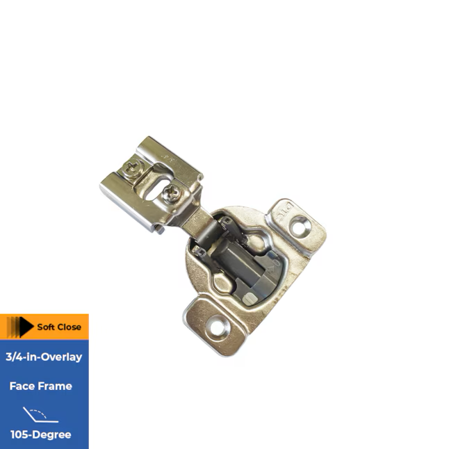 RELIABILT 105-Grad 3/4-Zoll Overlay Verdecktes Soft-Close-Schrankscharnier aus Nickel, 1 Paar (2-teilig)