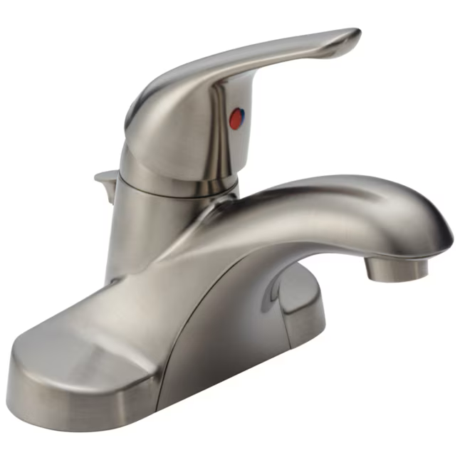 Delta Foundations Edelstahl 4-Zoll-Waschtischarmatur, Einhand-Armatur mit mittelhohem Auslauf, WaterSense-zertifiziert, für Badezimmer inkl. Ablaufgarnitur