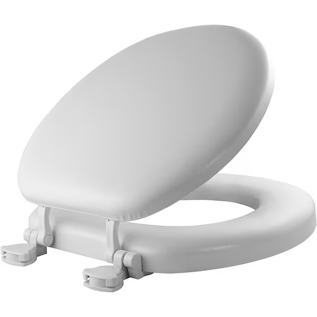 Mayfair by Bemis Cushioned Vinyl White Round Padded Toilet Seat